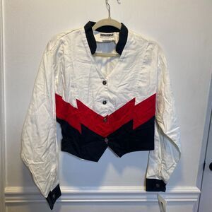 Vintage Western Crop Shirt Panhandle Slim NWT Chevron Rodeo Blouse USA Large